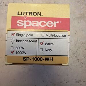New Lutron Spacer SP-1000-WH 1000W Single Pole IR Dimmer White 120V NOS